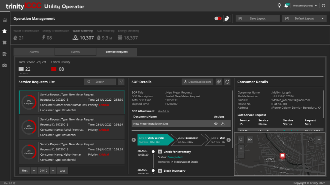 IoT Ops and alarm screen user interface