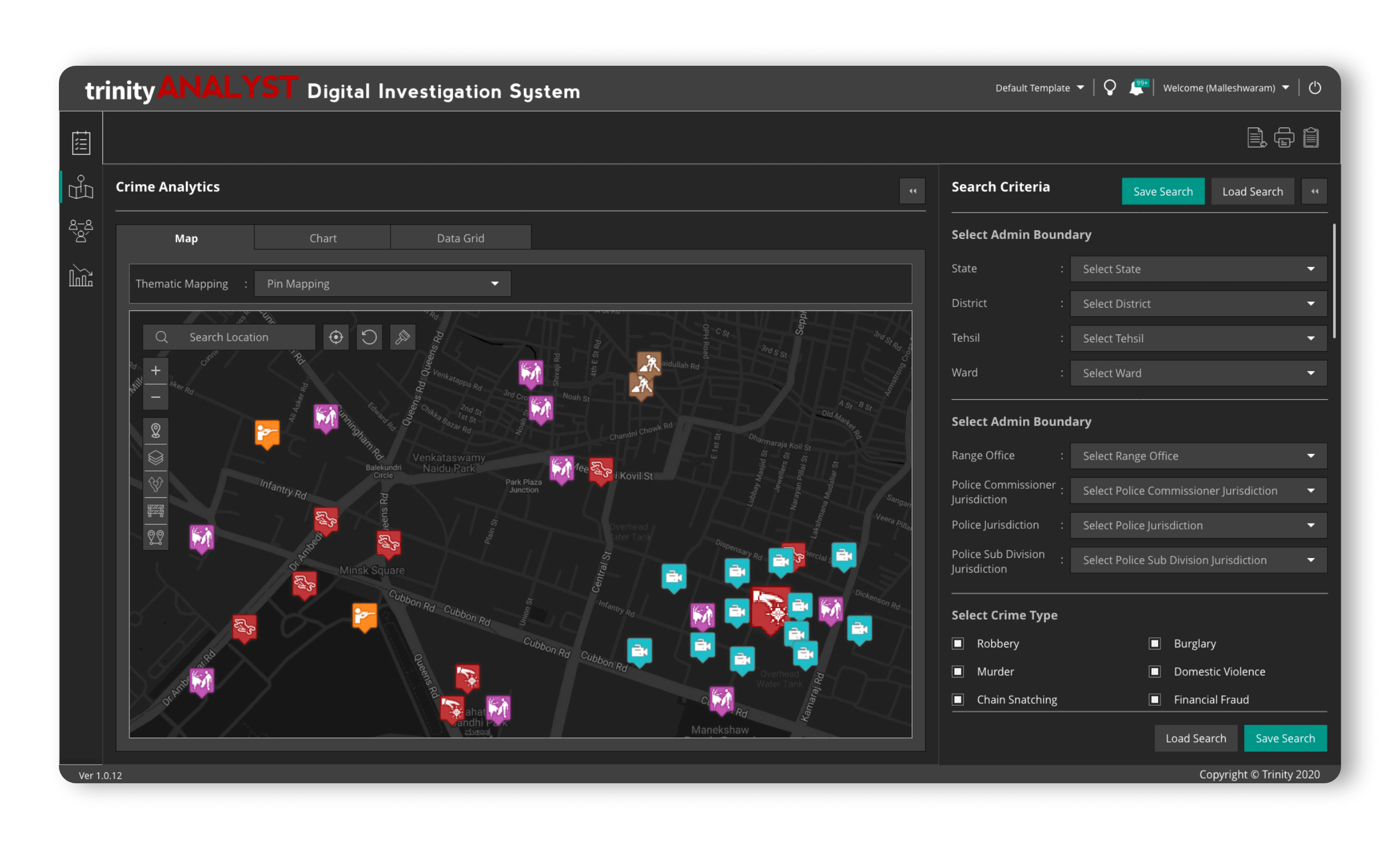 predictive policing user interface screen