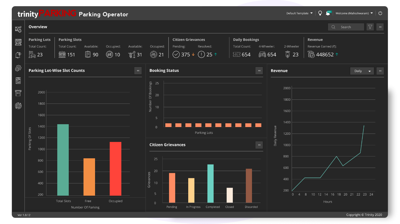 parking management system interface