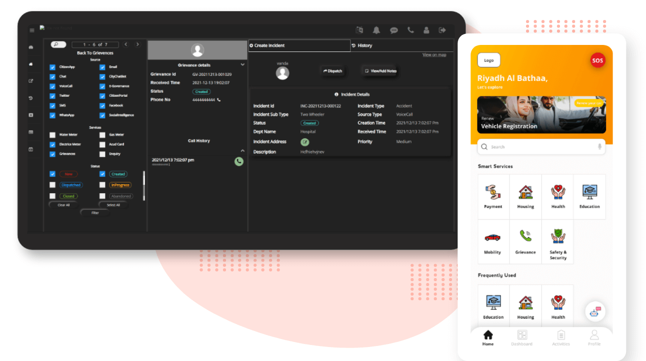 community app and case management system user interface